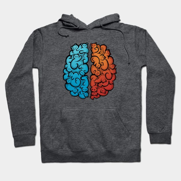 Cats in my Brain - Cute Colorful Kitty Cats Hoodie by eriondesigns